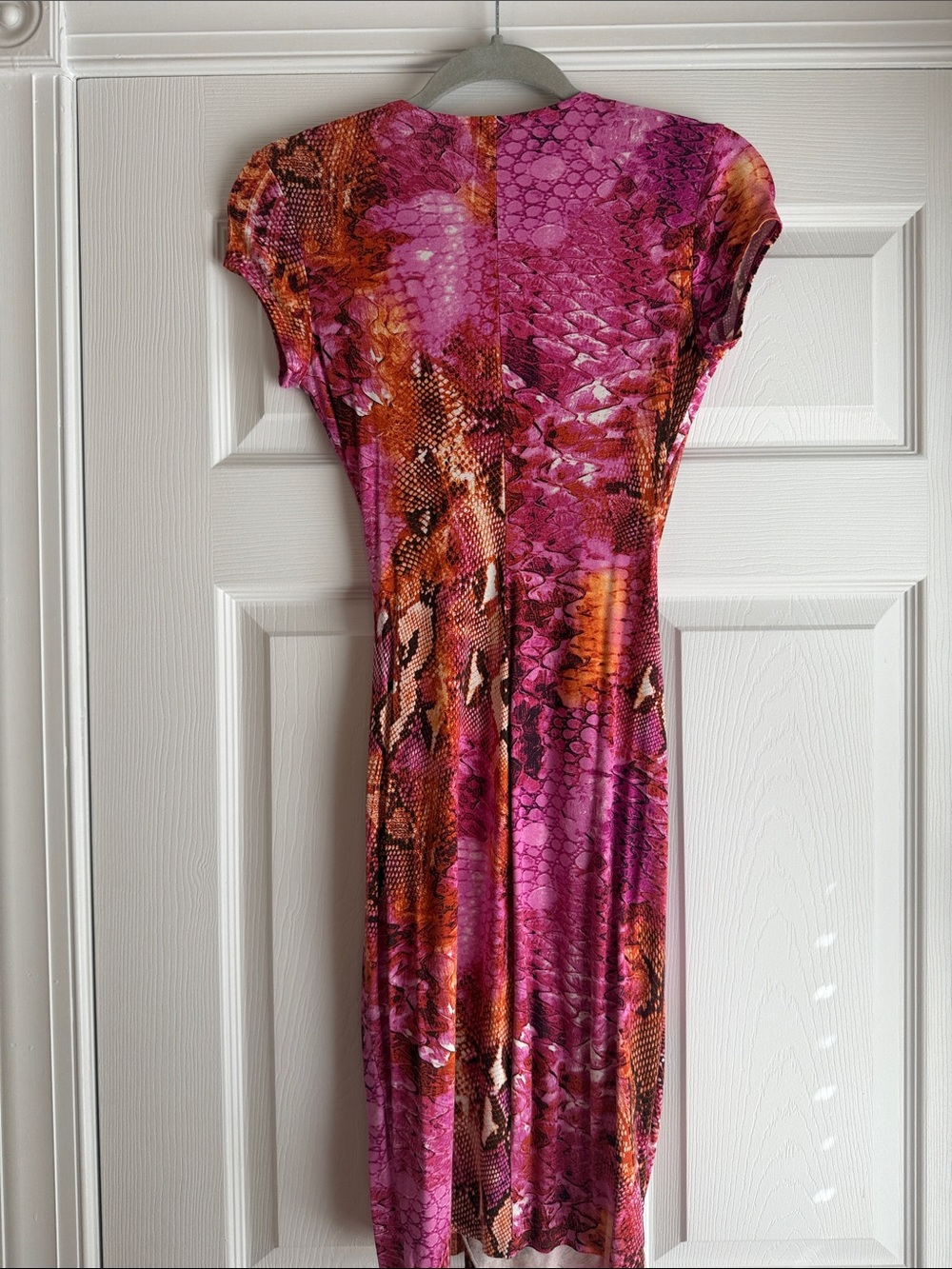 Cache Pink and Orange Snake-Print Wrap Midi Dress - Picture 6 of 6